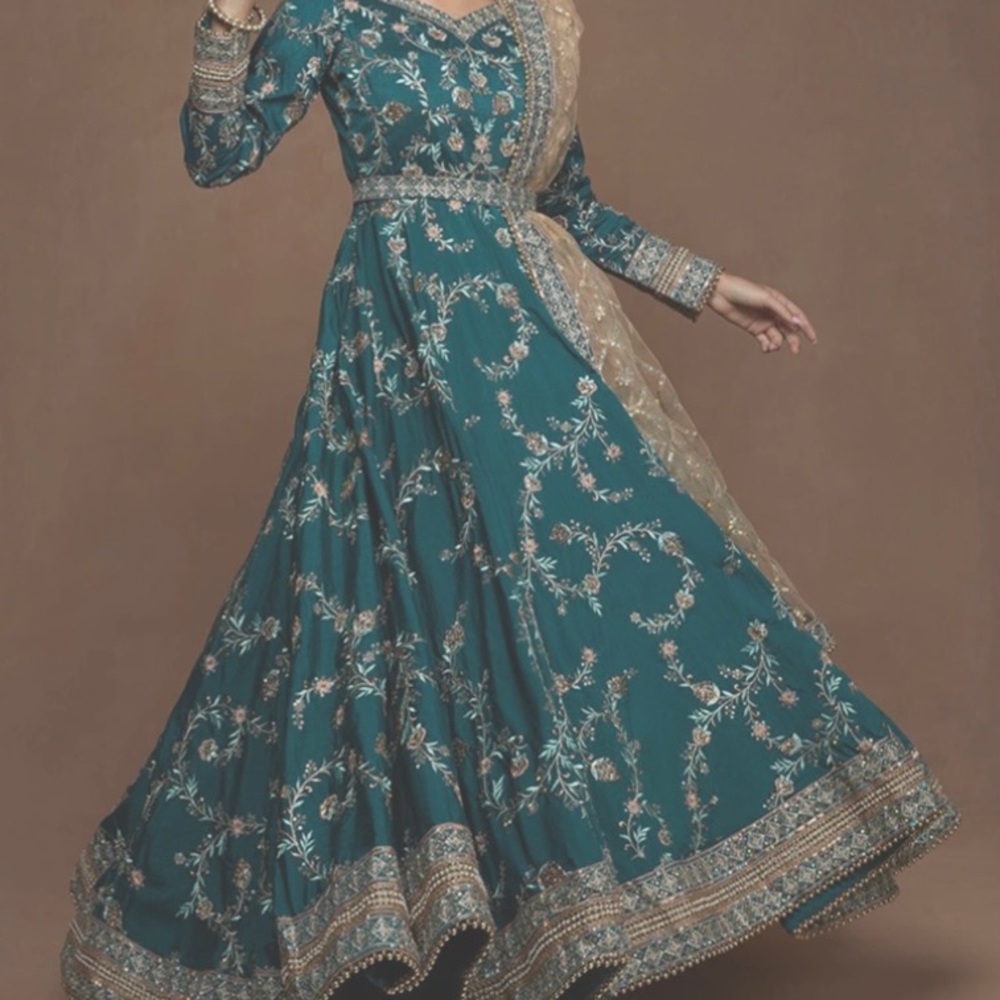 Teal Heavy Bridal Anarkali Size 38